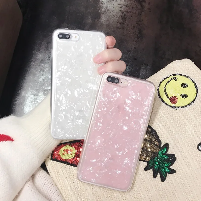 Ayeena Simple Seashells Skin Soft Phone Case For iphone X 6 6S 7 8 Plus Ultra Slim TPU Conque for Girly |
