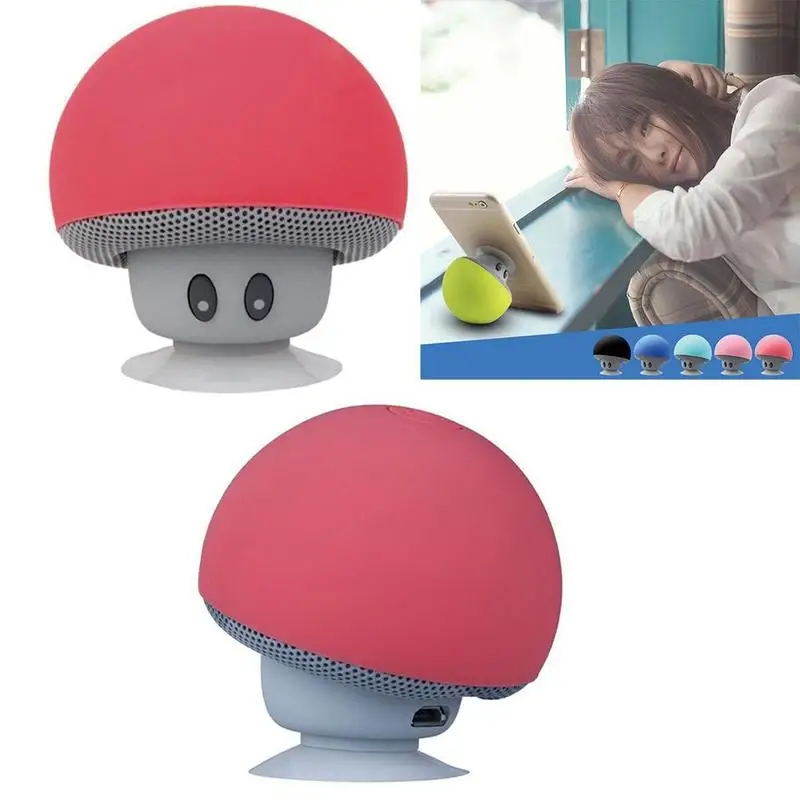 Мультяшные bluetooth колонки миниатюрные в форме гриба водонепроницаемые