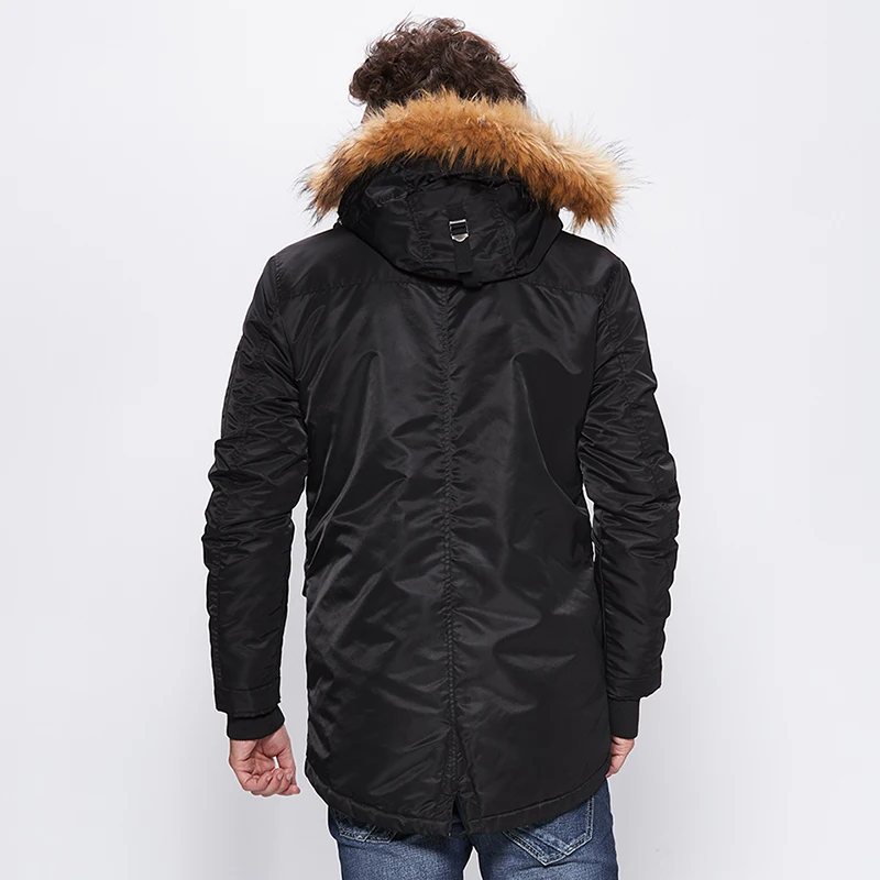 GLO-STORY 2018 осень-зима Для мужчин ветровка куртки с меховым капюшоном длинный плащ