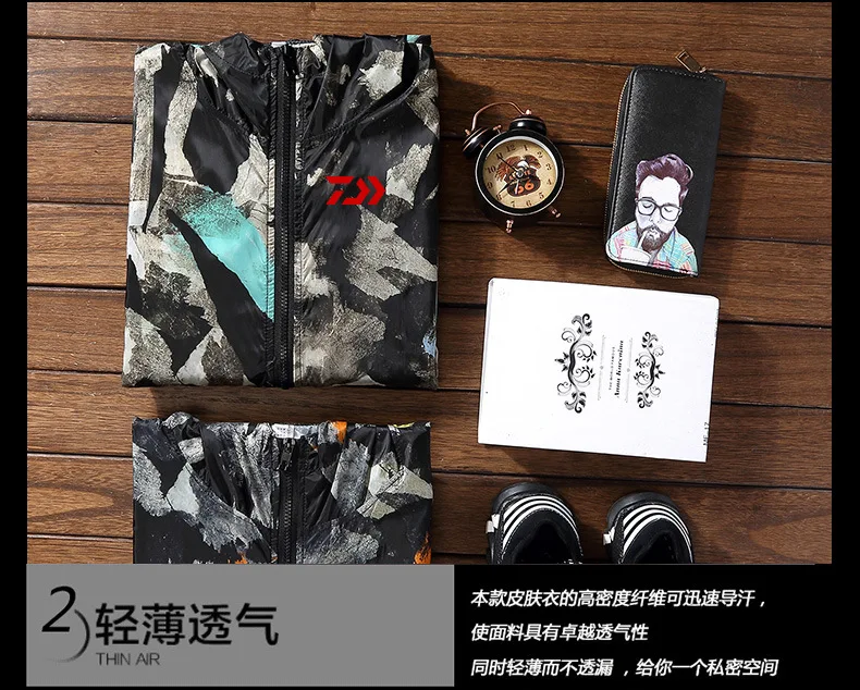 DAIWA тонкие портативные рубашки для рыбалки с капюшоном, для улицы, быстросохнущая, для кемпинга, ветровка для рыбалки, куртка, защита от солнечных ожогов, одежда для рыбалки