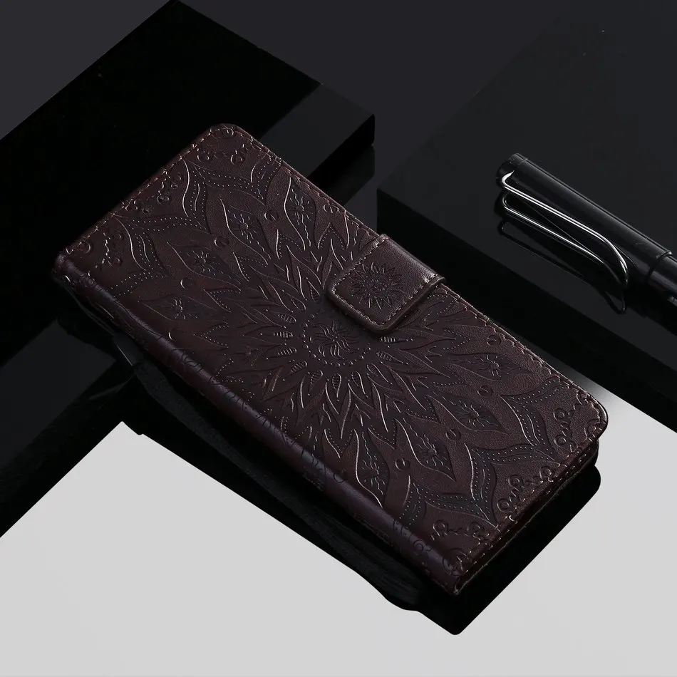 Флип Fundas кожаные чехлы для Coque iPhone XR X XS Max 7 8 Plus Touch 5 6 слот для карт рамка Подсолнух тиснение чехлы для телефонов P06Z