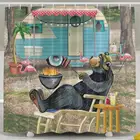 Happy Camper медведь Ванная комната душа Шторы комплект Водонепроницаемый Ванна Шторы ткань из полиэфирного волокна