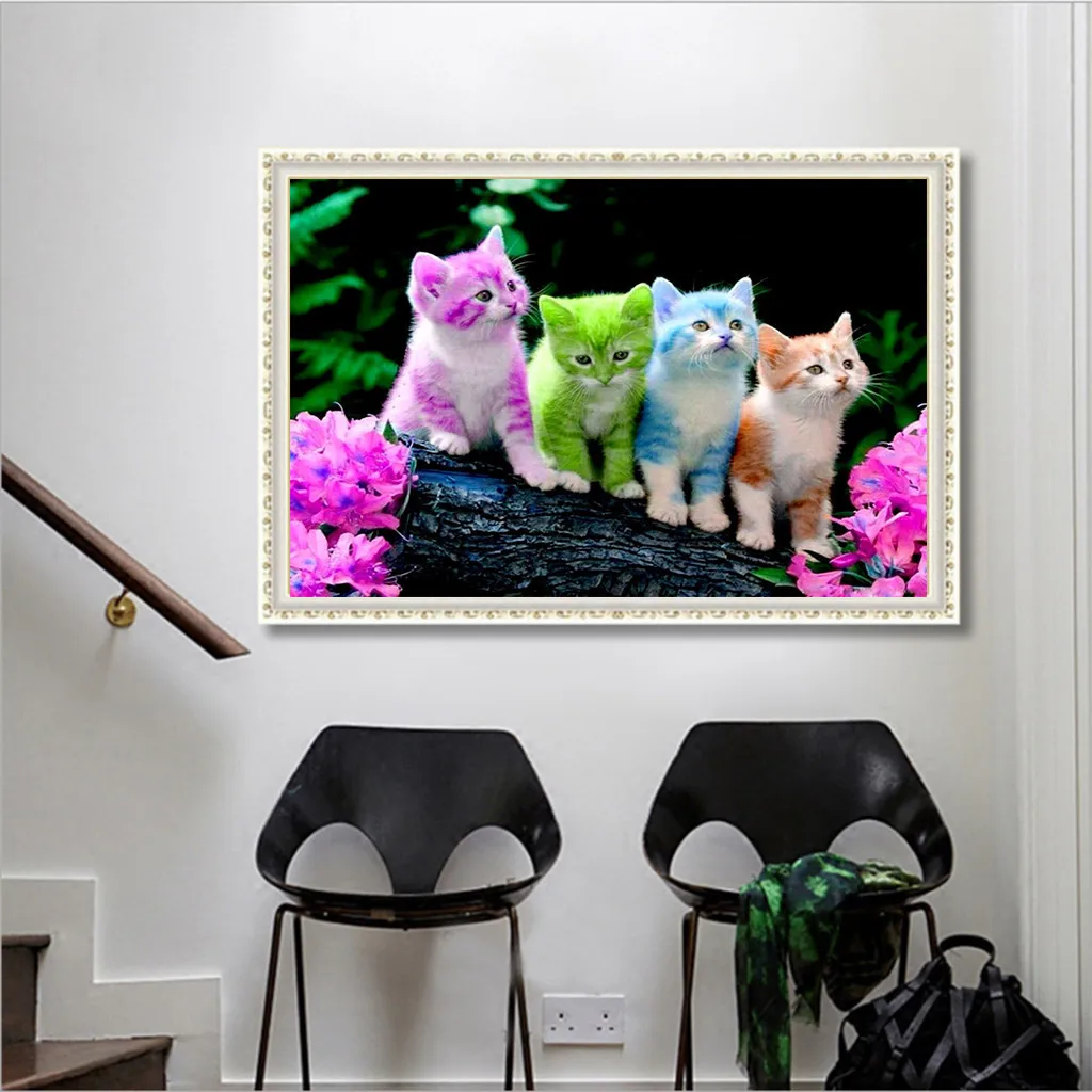 Алмазная картина животные кот алмазная вышивка мозаика из страз полный квадрат