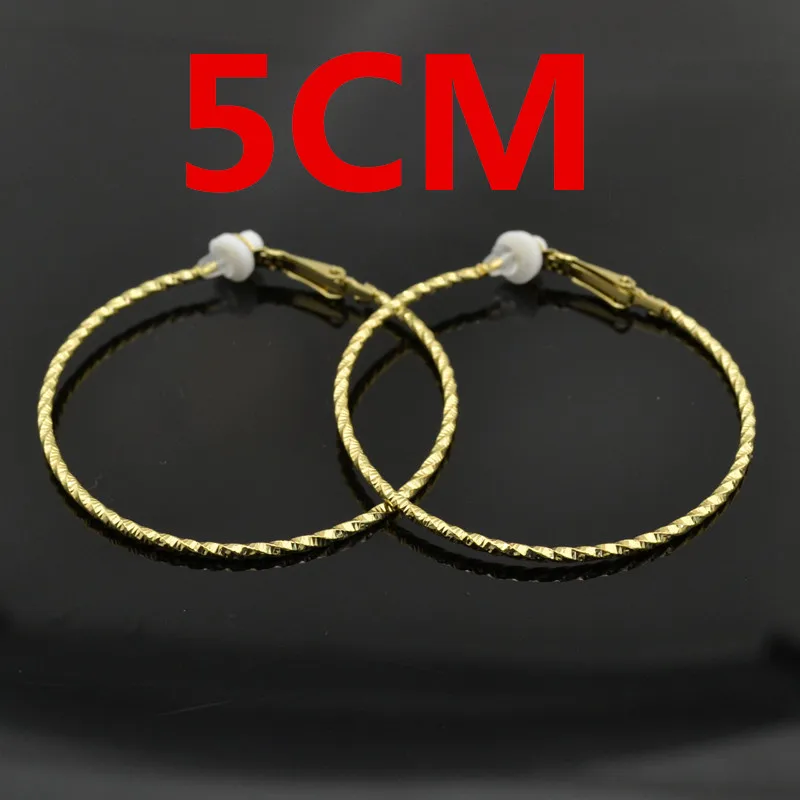 50MM gold ear clip Клипсы для ушей, без отверстий, без пирсинга, большие круглые серьги для женщин, женские ювелирные изделия, черные, розовые, золотые, серебряные, Mevrouw oorbellen - Окраска металла: 50MM gold ear clip