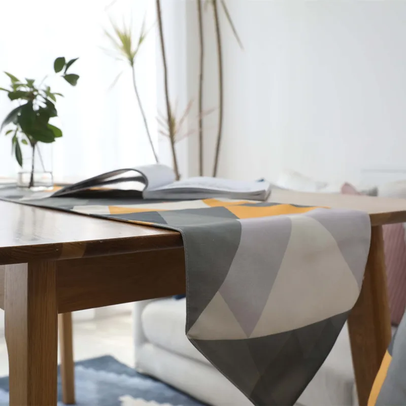 Желтый Большой Треугольник Настольная дорожка Decoracion Mesa Hogar хлопок лен Chemin De table Tafelloper вечерние украшения