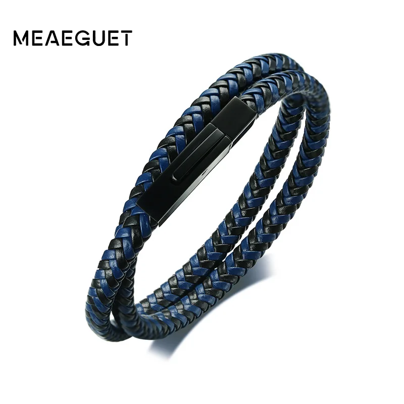 Meaeguet Высококачественный Браслет из микрофибры и кожи для мужчин офисные плетеные браслеты с магнитной пряжкой мужские ювелирные изделия