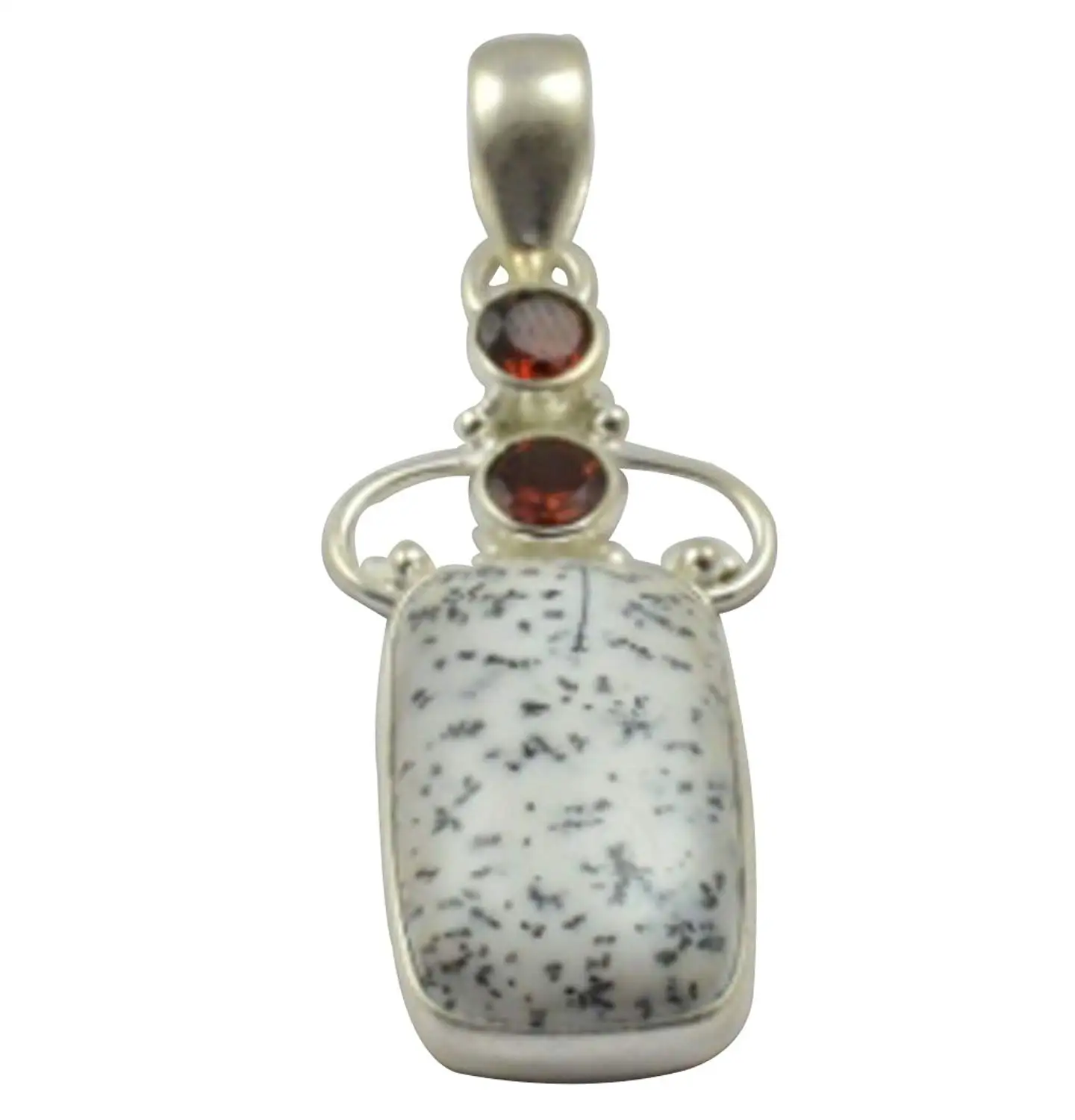 Подвеска Lovegem Nature Dendrite Opal & Garnet из стерлингового серебра 925 пробы 49 4 мм