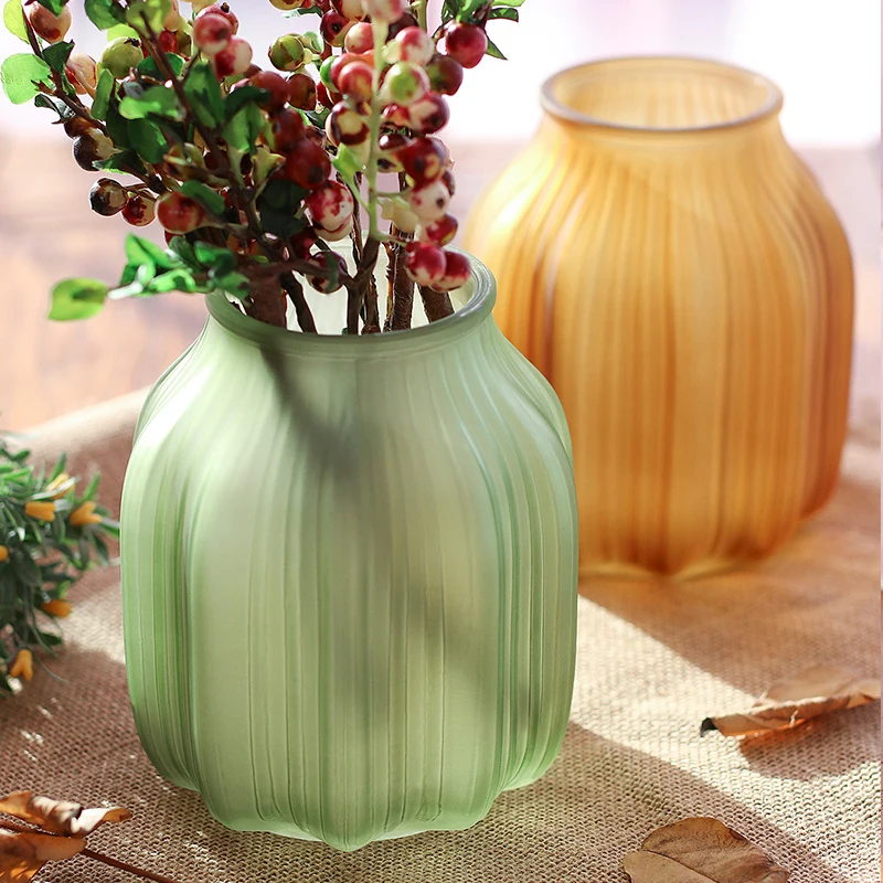 Европейские цветные стеклянные вазы украшение для гостиной винтажная матовая