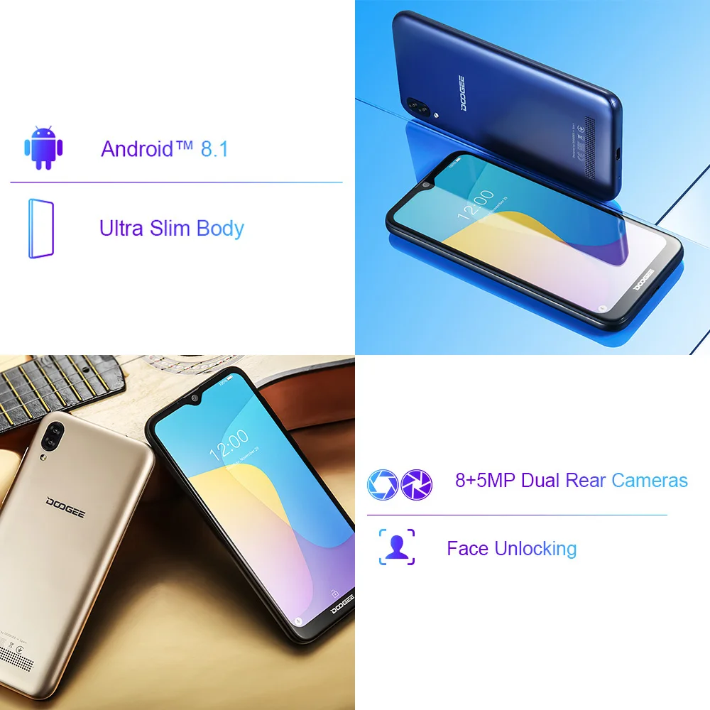 DOOGEE Y8C смартфон с 6 1 дюймовым дисплеем ОЗУ ГБ ПЗУ 16 3400 мАч Android 8 3G OTA 2019|Смартфоны| |
