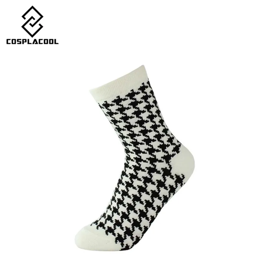 

[COSPLACOOL] 3 pairs/lot New Fashion White And Black Women's Socks Novelty Stripes Grid Short Sock Autumn Tubes Socks Calcetines