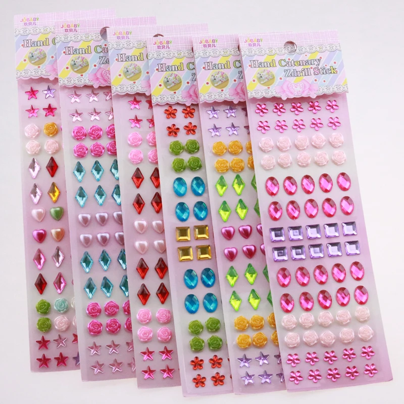 Colorful Loose Stone Rhinestones Sticker DIY Flower Heart Beads Acrylic Star Prismatic Self-adhesive | Украшения и аксессуары