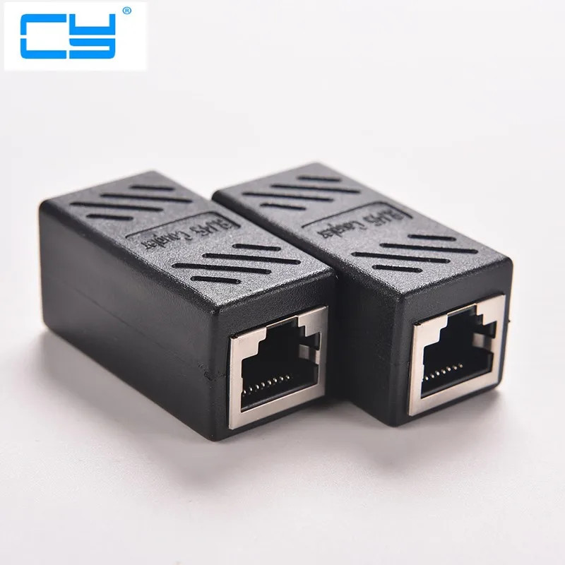 Preto-Extensor Acoplador Femea, Conector Adaptador de Rede LAN, Ethernet, RJ45, Cabo De...