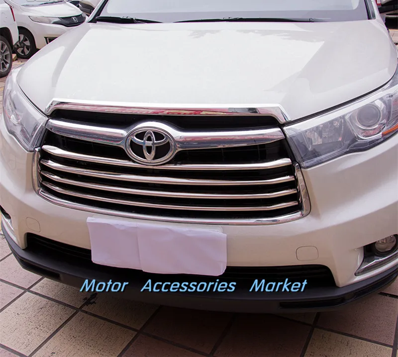 Новая хромированная передняя решетка радиатора для Toyota Highlander 2014 2015 2016|hood trim|front