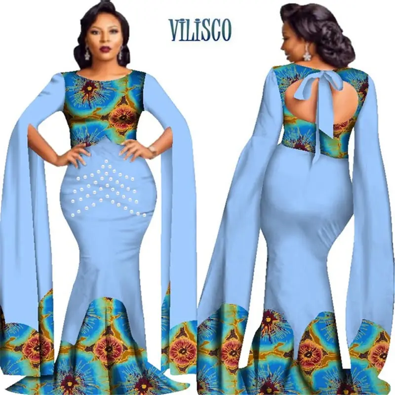 2018 Африканский принт платья с жемчугом для женщин в стиле королевы Vestidos