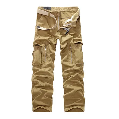 khaki Новые модные мужские повседневные военные брюки карго, камуфляжные армейские свободные прямые длинные свободные камуфляжные брюки размера плюс - Цвет: khaki