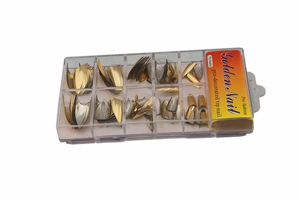 Hotsale 70 шт./лот металлик золотой цвет sharp ногтей акриловые половина nails искусственный виноград фиолетовый советы nail art