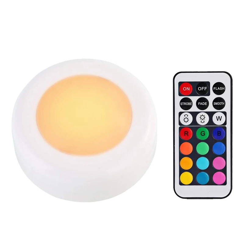 1 lamp 1 controller RGB 12 цветов под шкаф светильник с регулируемой яркостью светодиодный шайба светильник s беспроводной вниз светильник Точечный светильник s светодиодный кухонный шкаф светильник ing - Цвет: 1 lamp 1 controller