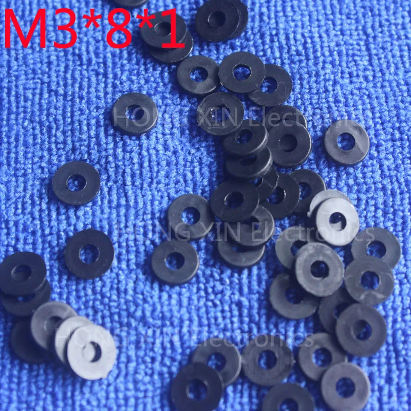 M3 * 8*1 черный 100 шт. нейлоновая шайба пластиковая плоская распорная толщина