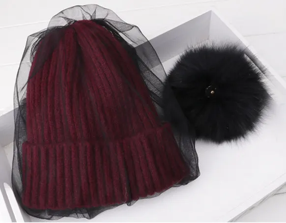 Новинка 2019 шапка с помпоном из искусственного меха сетчатая женская зимние