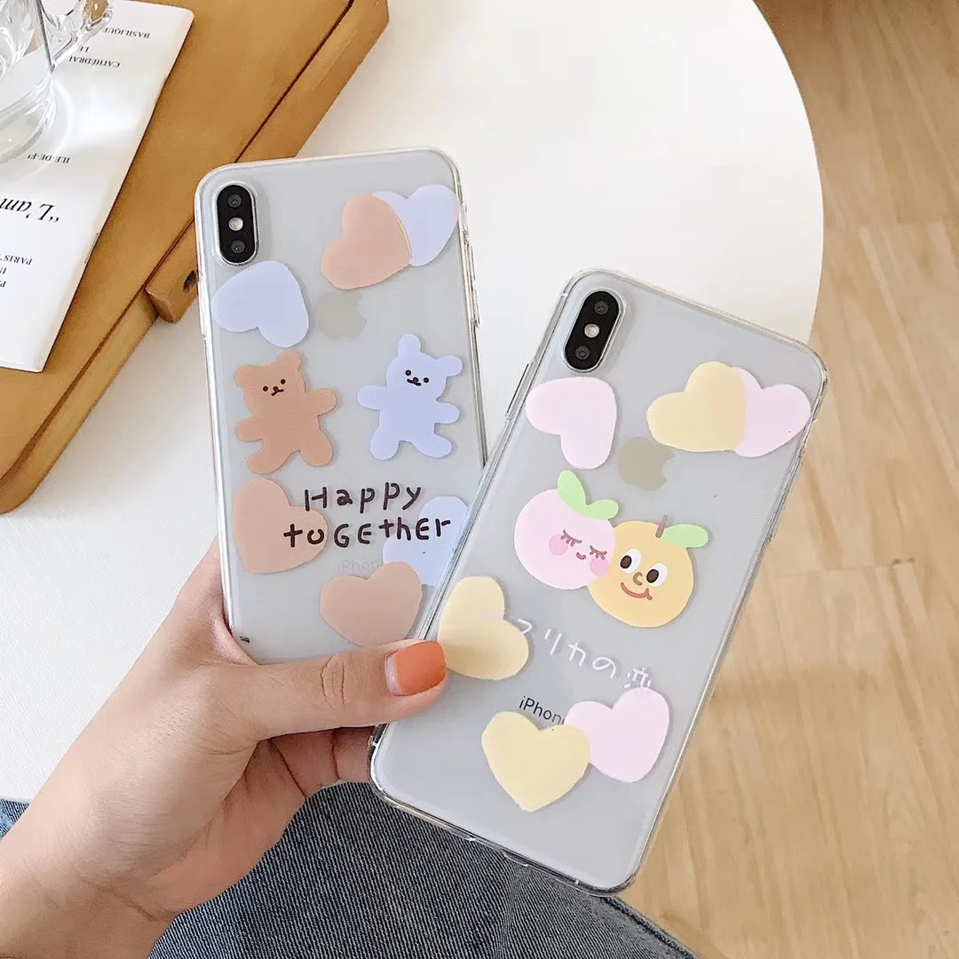 INS Корея милые животные персик любовь медведь чехол для телефона iphone Xs MAX XR X 6 6s 7 8