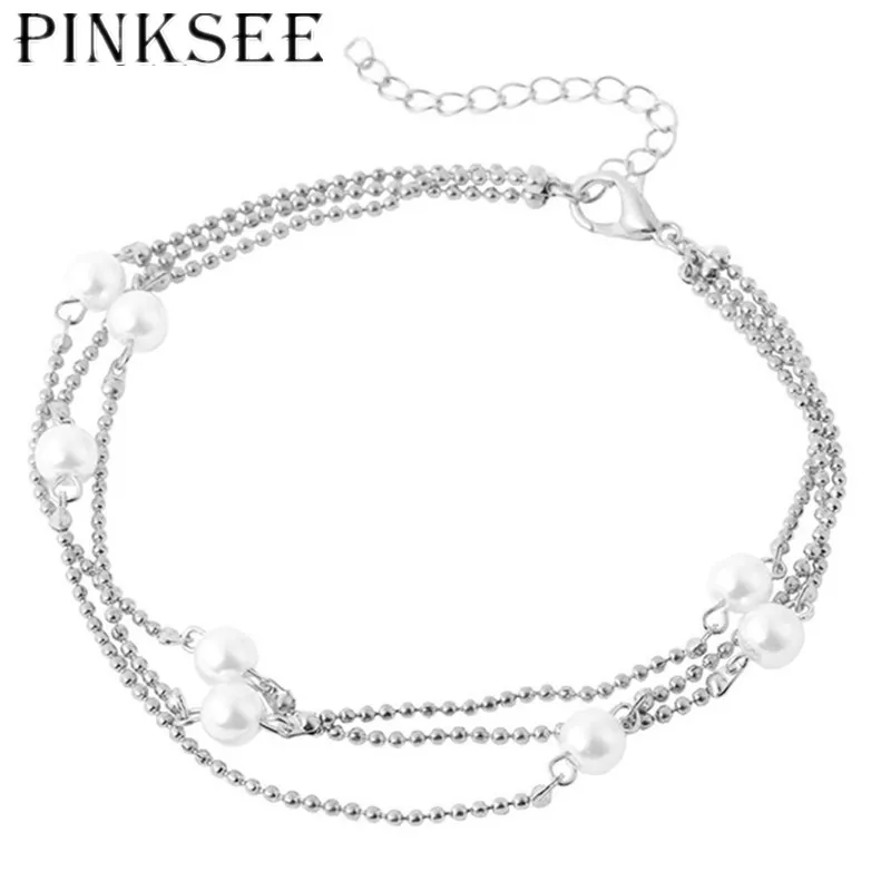 Винтажные очаровательные ножные цепочки PINKSEE браслеты золотого и серебряного