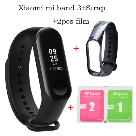 Standard add strap Xiaomi mi band 3 Смарт-браслет mi band 3 OLED дисплей фитнес mi браслет-трекер водонепроницаемые часы Correa - Цвет: Standard add strap
