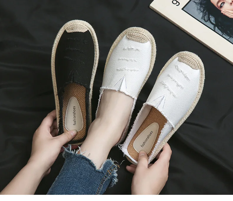 Summer women's shoes flat casual shoes half heel breathable Espadrilles fashion Shallow slip sneakers women canvas slippers
