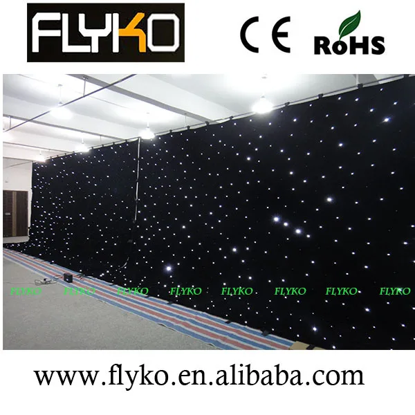 Бесплатная доставка белая светодиодная занавеска со звездами черная ткань