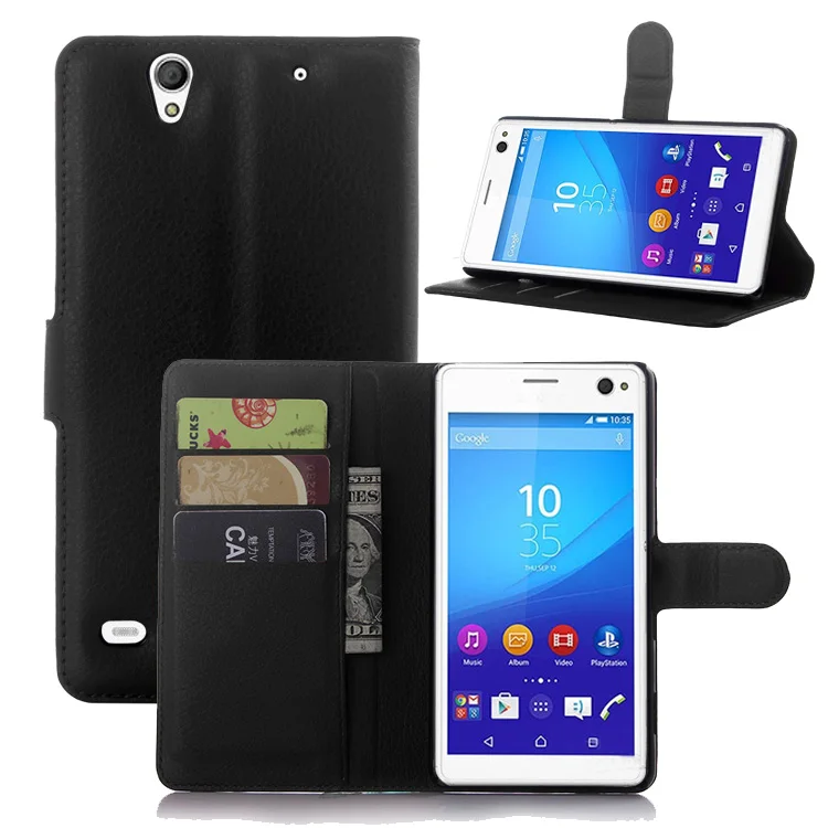 Кожаный чехол книжка с бумажником для Sony Xperia C4 Dual E5333 E5343 E5363 кожаный накладка