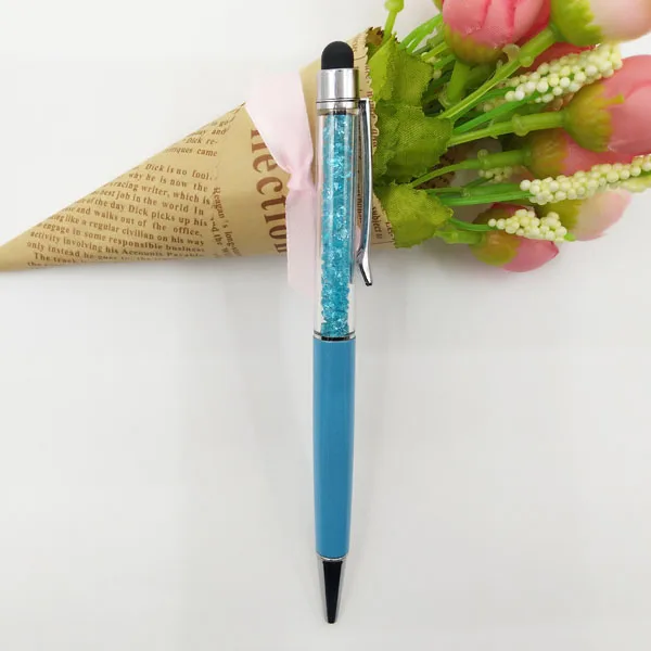1 шт., креативная кристальная ручка, алмазные шариковые ручки, канцелярские шариковые ручки, стилус, ручка для сенсорного экрана, 24 цвета, маслянистая черная, запасная часть, 1,0 мм