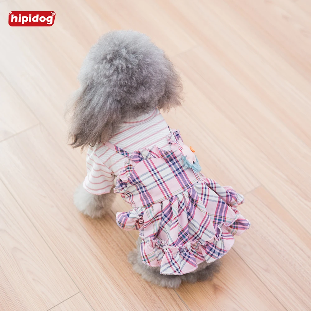 Hipidog Pet маленьких собак чихуахуа-Йорк цветочный узор принцессы платье в клетку
