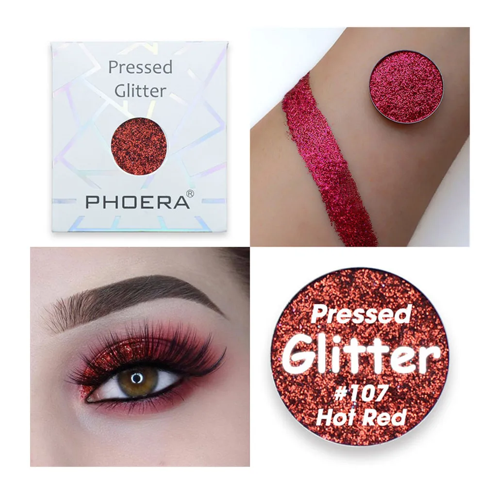 PHOERA женские тени для век на заказ магнитные мерцающие блестящие Пудра