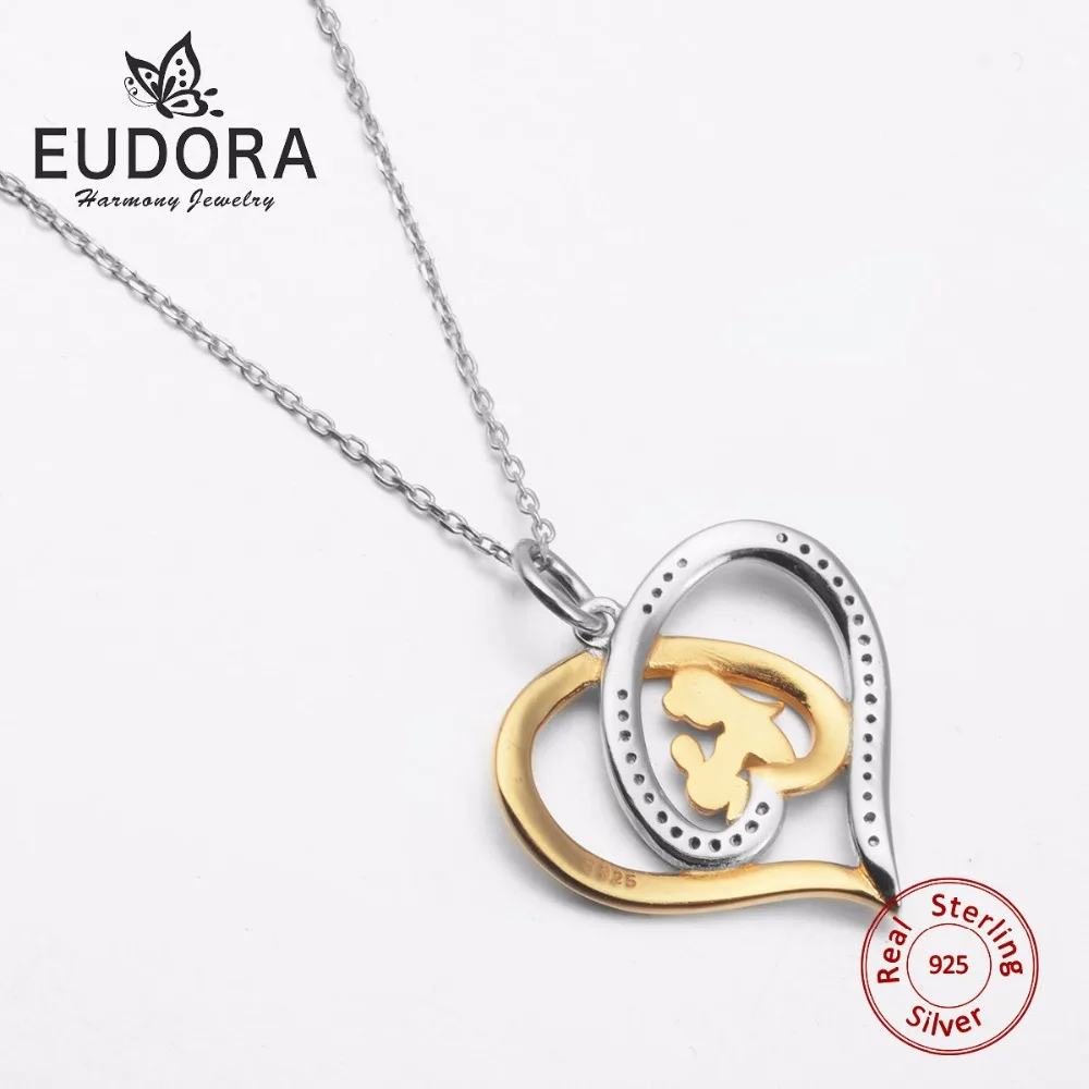 Ожерелье с подвеской в виде сердца из серебра 925 пробы|mother and child jewelry|heart pendant