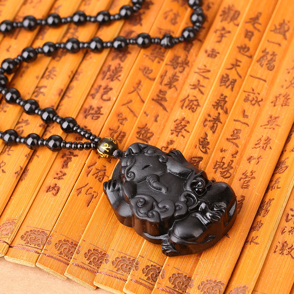 Оптовая продажа подарков резьба китайский черный натуральный обсидиановый