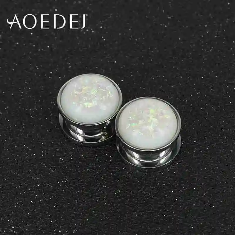 AOEDEJ 2 шт./лот нержавеющая сталь штекер и туннель ювелирные изделия смолы мякоть туннель 10 мм Dilataciones ореха пирсинг туннели пирсинга