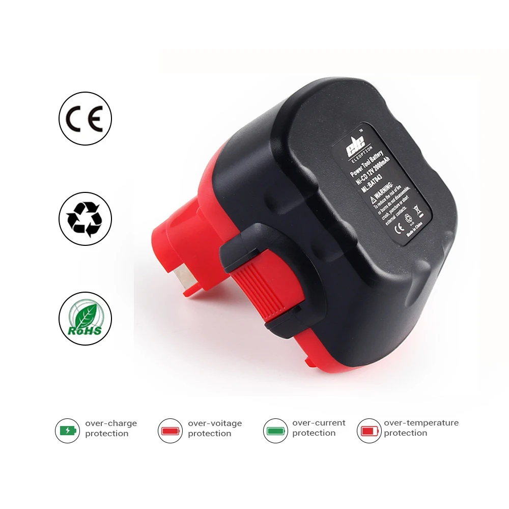 Аккумулятор ELEOPTION для BOSCH GSR 12 В 2 шт. А · ч Ni CD GLI AHS GSB GS4R PSR 12VE BAT043 BAT045 BAT046 BAT049 BAT120