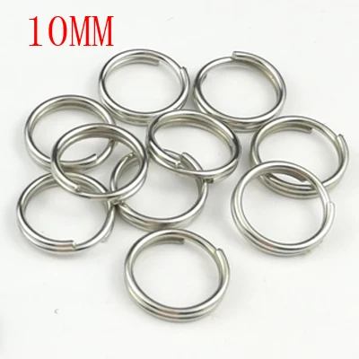 10mm 10 шт. металлический круглый брелок родиевое покрытие Сплит Брелок 10 мм/15 мм/20 мм/25 мм/28 мм/30 мм/32 мм/35 мм - Цвет: 10mm