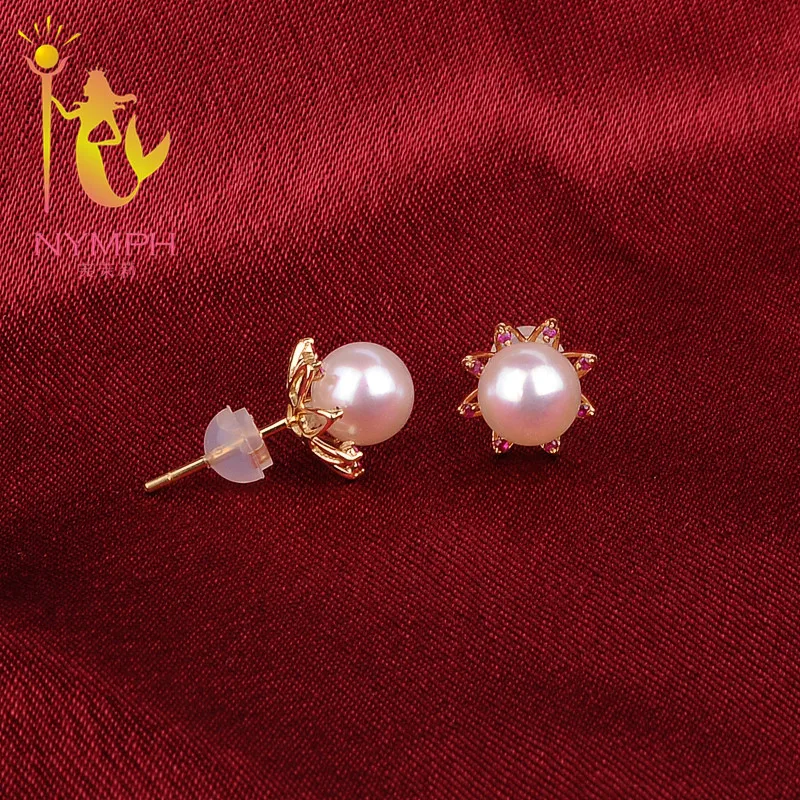 Новое поступление серьги NYMPH с жемчугом Akoya 7 5 мм 18K идеально круглые гвоздики