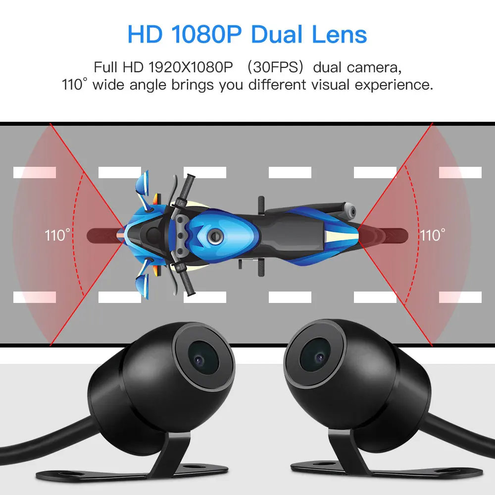 Blueskysea DV527 мотоцикл регистраторы Wi Fi Full HD 1080 P двойной камера 110 угол ночного