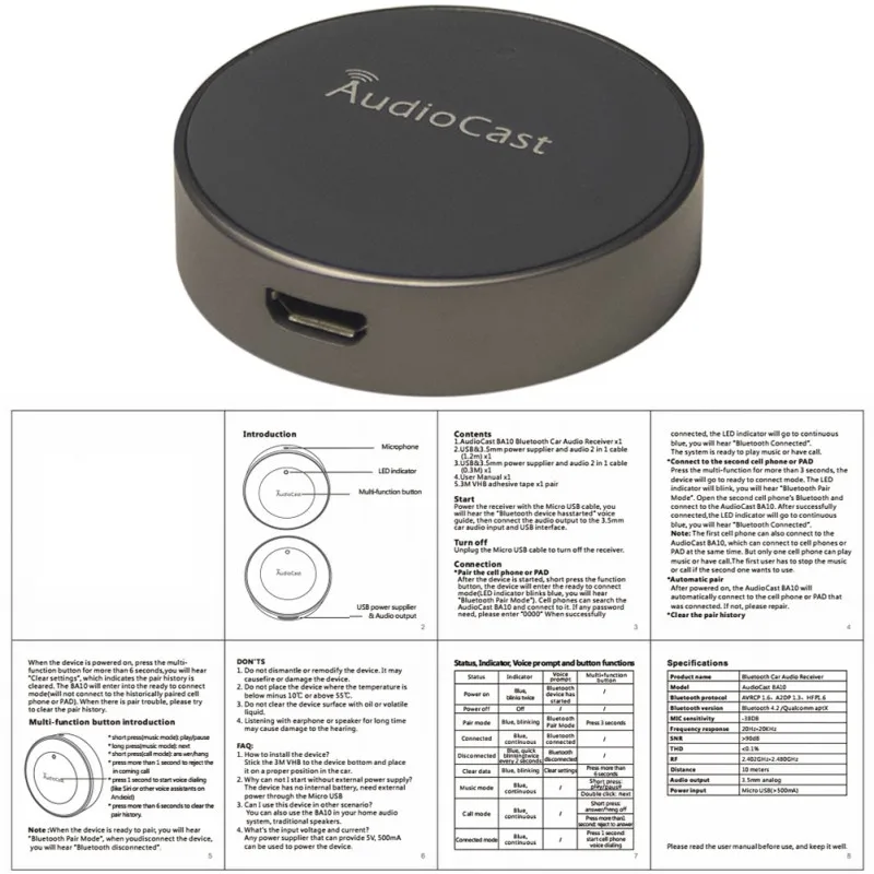 Мини аудиокаст Bluetooth динамик Apt X Беспроводной Bluebooth 4 2 колонки с Micphone|Портативные