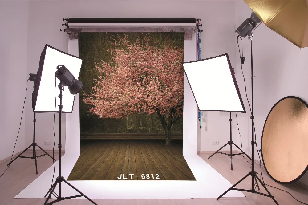 Фон для студийной фотосъемки темно-зеленая стена цветок дерево виниловые Фото