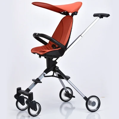 Orange(Silver frame) Детская коляска с высоким пейзажем, складная детская коляска на колесиках, легкая Двусторонняя детская коляска kinderwgen Triciclo Infantil - Цвет: Orange(Silver frame)