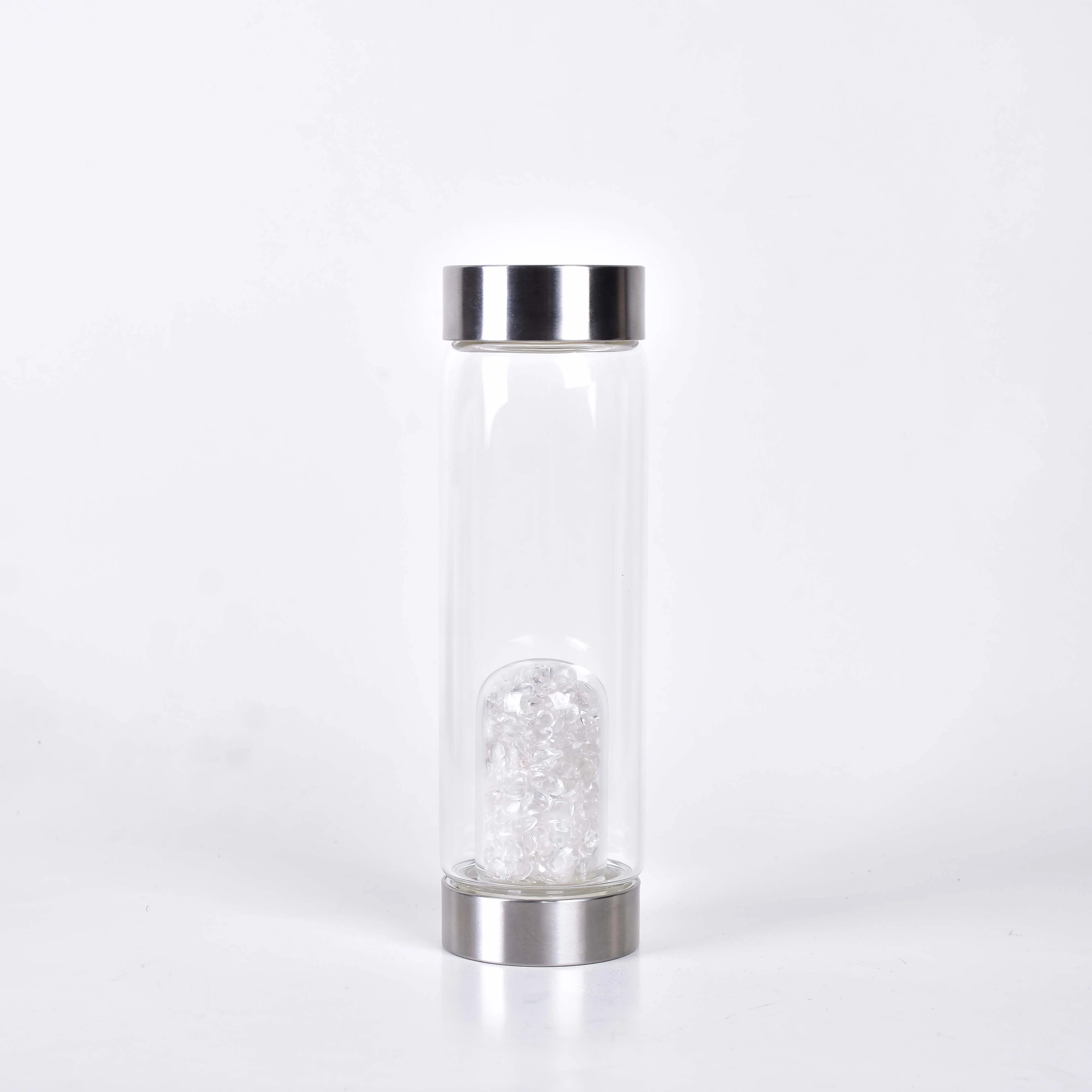 White Crystal Натуральный кварц драгоценный камень кристалл стекло эликсир бутылка для воды точка ручной резной драгоценный камень целебное стекло бутылка для воды - Цвет: White Crystal
