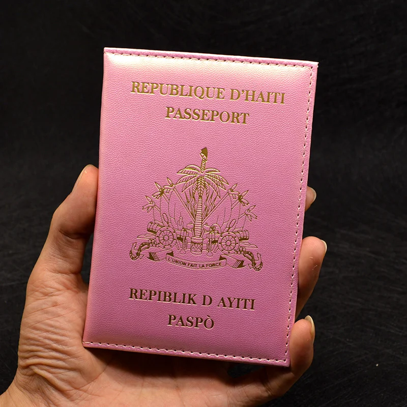 Карамельный цвет Республика Haiti Pasport Обложка Путешествия женщины из искусственной кожи чехол для паспорта милый розовый девушки держатель паспорта