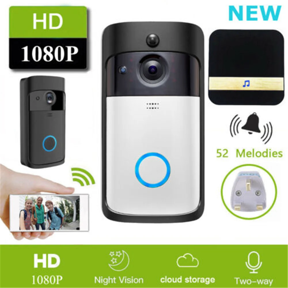 1080P умный дверной звонок с Wi Fi ИК сигнализация беспроводная видео камера домофон