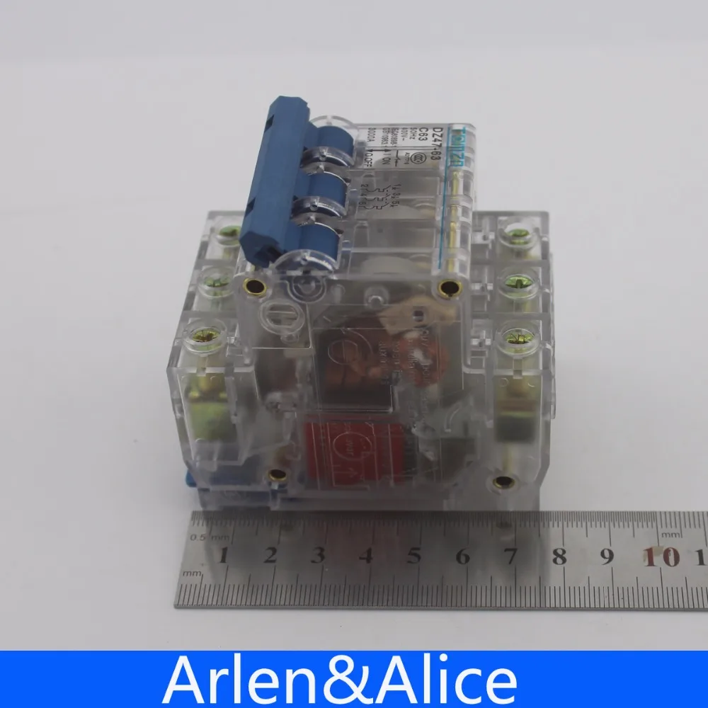 3P 32A 230/400V ~ 50/60HZ прозрачный чехол Мини автоматический выключатель MCB