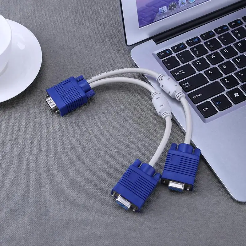 Разветвитель для кабеля VGA 1 компьютер на 2 монитора 15pin два порта папа-мама