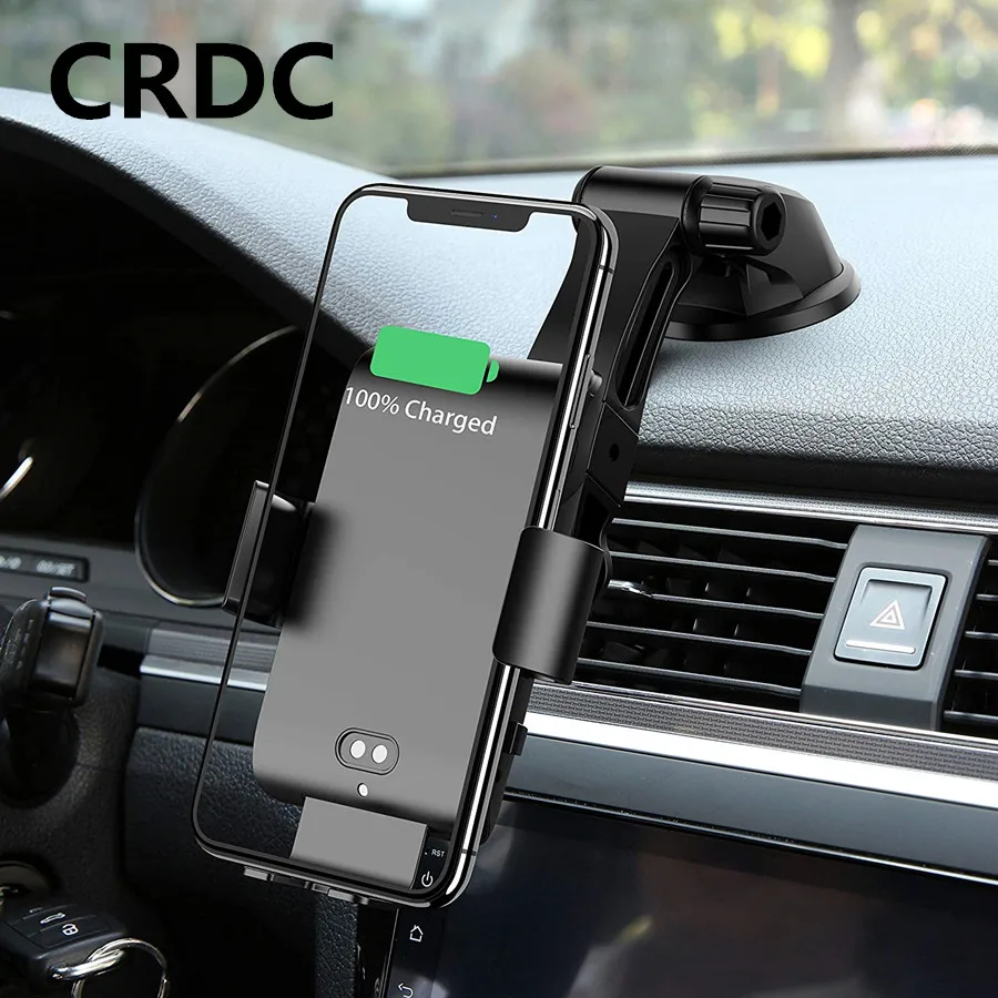 10W Беспроводное автомобильное зарядное устройство Qi для iPhone X Xiaomi Mi9 с автоматической фиксацией, быстрая зарядка, монтаж на воздушный диффузор.