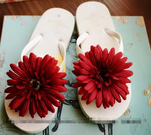HAHAFLOWER обувь ручной работы с цветами повседневные сандалии шлепанцы дешевые женские пляжные шлепанцы Лето Dig Размер