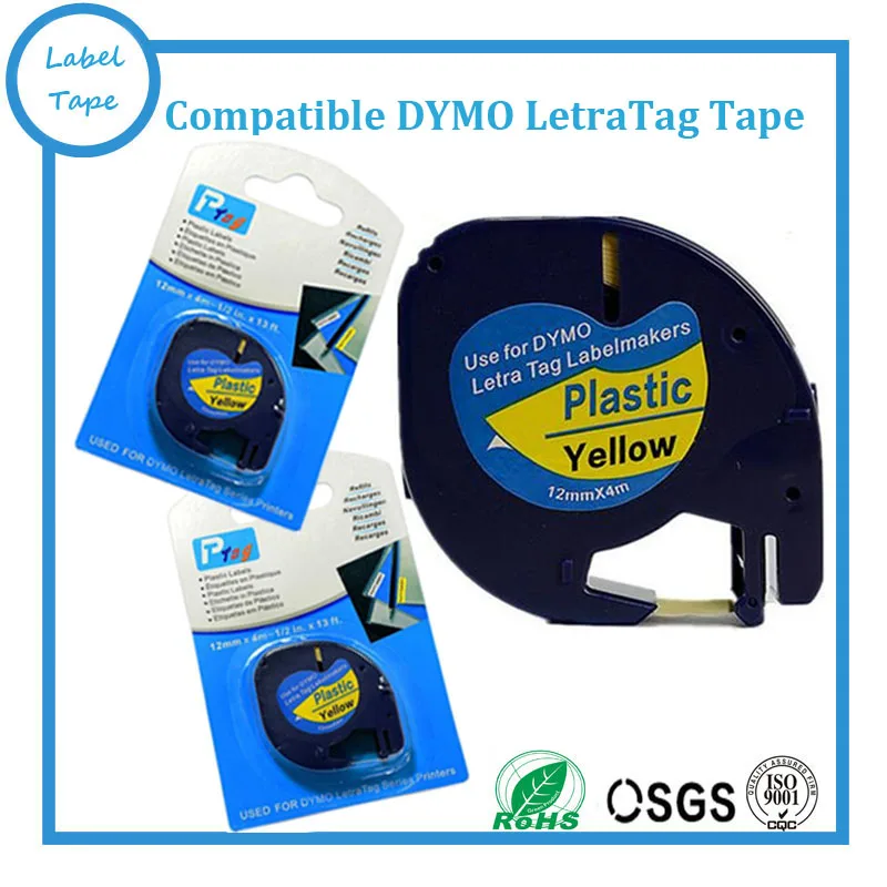 

5pcs 1/2" W X 13' L 12mm*4m yellow DYMO LetraTag plastic tape LT 91202
